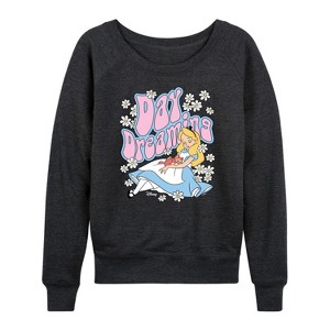 Women's - Disney - Alice in Wonderland Lightweight French Terry Wide Neck Long Sleeve Shirt - 1 of 4