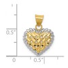 Black Bow Jewelry 14k Yellow Gold and Rhodium Diamond Cut Heart Pendant, 14mm - 4 of 4