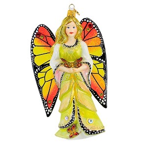 Glitter Lab 7.0 Inch Angel Betty In Lemon Leaves W/Butterfly Christmas Tree Ornament , Hand Painted Embellished (1PC) - 1 of 3