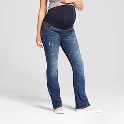 Over Belly Distressed Bootcut Maternity Jeans - Isabel Maternity by Ingrid & Isabel"™" Medium Wash 6