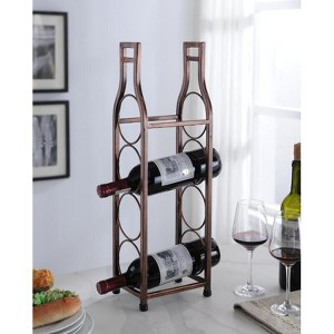 Kings Brand Furniture Countertop Tabletop Wine Rack, Wine Bottle Storage Holder for Home Kitchen & Bar - Brushed Copper - 1 of 3