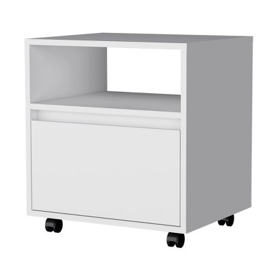 GlasFlength Nightstands Modern Nightstand Bedroom Nightstand Elegant Bedside Table with Drawer for Living Room, White, 15.7"*15.7"*20.4"