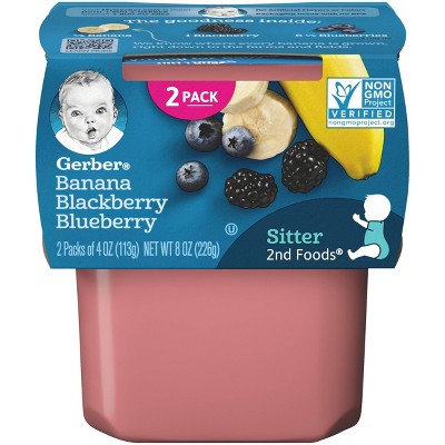 Gerber Sitter 2nd Food Banana Blackberry & Blueberry Baby Food Tubs - 2ct/4oz Each