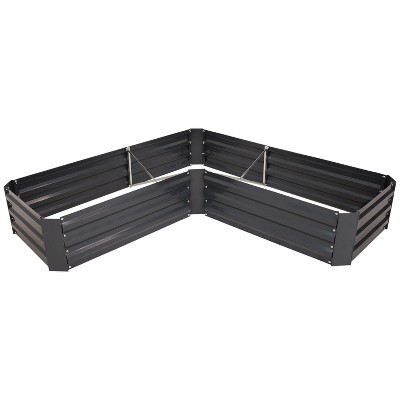 Dark Gray Galvanized Steel L-Shaped Raised Garden Bed