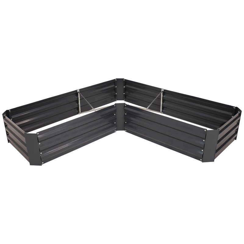Sunnydaze Outdoor Galvanized Steel L-Shaped Raised Garden Bed for Plants, Vegetables, and Flowers - 59.5", 3 of 15