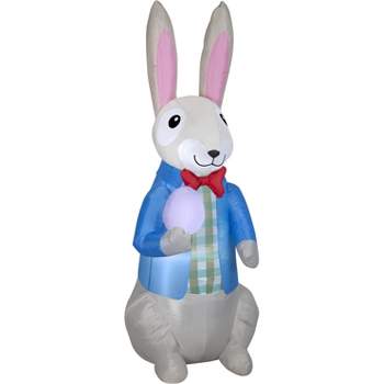 Gemmy Airblown Inflatable Dapper Easter Bunny w/Egg, 7 ft Tall, Multicolored