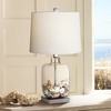 360 Lighting Coastal Country Style Accent Table Lamp with Table Top Dimmer 21.75" High Clear Glass White Fabric Drum Living Room Bedroom House - 2 of 4