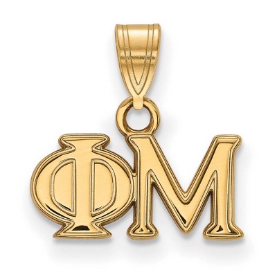 Black Bow Jewelry 14k Yellow Gold Plated Sterling Silver Phi Mu Greek Life Small Pendant