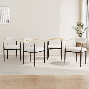 Dining Chairs Set of 2 Medieval Modern Accent Chairs Teddy Velvet with Gold Metal Legs -- Frevyn - 1 of 4