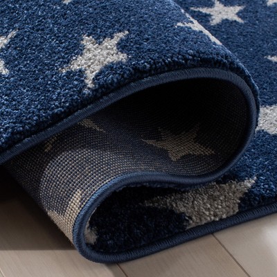 Gray and Navy Moon and Stars Kids Square Rug