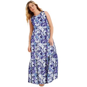 June + Vie by Roaman's Women's Plus Size Cutout Neckline Maxi Dress - 1 of 4