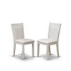 East West Furniture MZC0T01 Dining Chair Set of 2 - Cream Linen Fabric Seat and High Chair Back - Wire Brushed Linen White Finish (SET OF 2)` - 2 of 4