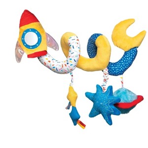 Manhattan Toy Space Themed Rocket Soft Baby Travel Spiral with Baby-safe Mirror, Elastic Pull Cord and Rattle Chime - 1 of 4