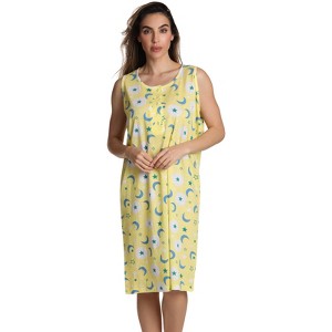 Just Love Womens Nightgown - Sleeveless Henley Oversized Sleepwear Gown - 1 of 3