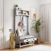TiramisuBest 4-in-1 Detachable Hall Tree with Storage, 7 Hooks, Storage Drawers and Cabinet, Antique Beige Coat Rack for Entryway Hallway - 3 of 4