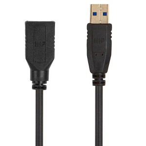 Monoprice USB 3.0 Type-A to Type-A Female Extension Cable - 6ft, Black, 32AWG, TPE Jacket, Compatible with Mouse, Printer, USB Keyboard, Flash Drive - 1 of 4