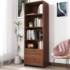 Tall Bookshelf with Drawers, Modern Storage Bookcase for Home Office or Living Room, 70.87 in Tall-3irtyhousy - 3 of 4