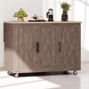 51.2" Farmhouse Kitchen Island Cart with Drop Leaf, Internal Storage Racks, Towel Rack, Adjustable Shelves, Rolling Island with Locking Wheels - 4 of 4
