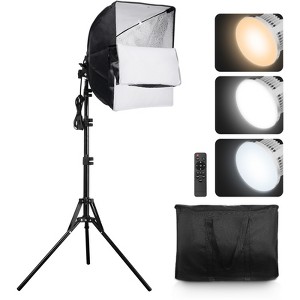 VEVOR Softbox Lighting Kit, 16" x 16", Professional Softbox with 45W Bulbs, 3000-6500K Adjustable Color Temperature, Tripod Stand, Black - 1 of 4