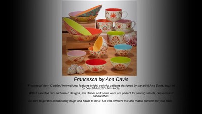 Francesca Assorted Colorful Porcelain Canape Plates Set of 6
