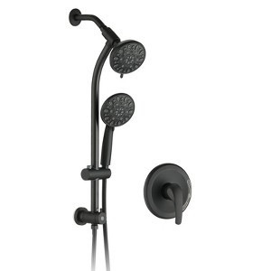 ALEXOUN  Drill-Free Stainless Steel Slide Bar Combo Rain Showerhead 7-Setting Hand, Dual Shower Head Spa System (Rough-in Valve Included) - 1 of 4