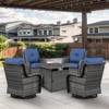 POCASSY Patio Furniture Set with 30" Propane Fire Pit Table, Patio Swivel Rocking Glider Chairs Set of 4 with PE Wicker and Square Firepit Table - 2 of 4