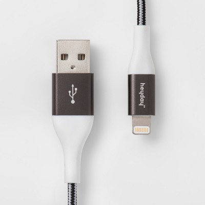 heyday™ 6' Lightning to USB-A Braided Cable - Black/White/Gunmetal