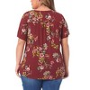 Agnes Orinda Women's Plus Size Floral Print Smocked Short Sleeve Retro Casual Blouses - 4 of 4