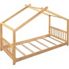 Streamdale Twin Size House Platform Bed with Headboard and Footboard, Roof Design卢篓Natural - 4 of 4