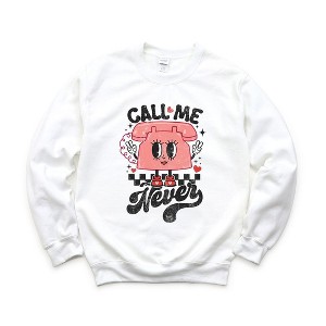 Simply Sage Market Women's Graphic Sweatshirt Call Me Never Phone - 1 of 3