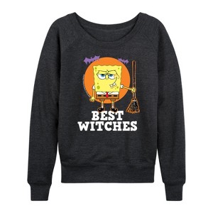 Women's - SpongeBob SquarePants - Best Witches Lightweight French Terry Wide Neck Long Sleeve Shirt - 1 of 4