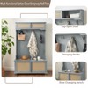 Entryway Hall Tree with Storage Bench, 64" Entryway Bench with Coat Rack, Wooden Coat Rack with 4 Hooks for Small Spaces Living Room Hallway - 4 of 4