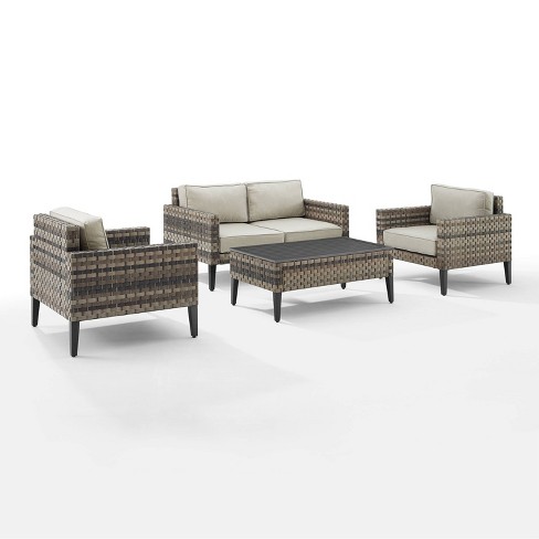 Tribeca 8Pc Outdoor Wicker Conversation Set Sand/Driftwood - 2