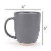 Elanze Designs Raw Clay Bottom Charcoal Grey 13 ounce Ceramic Coffee Mugs Set of 4 - 4 of 4
