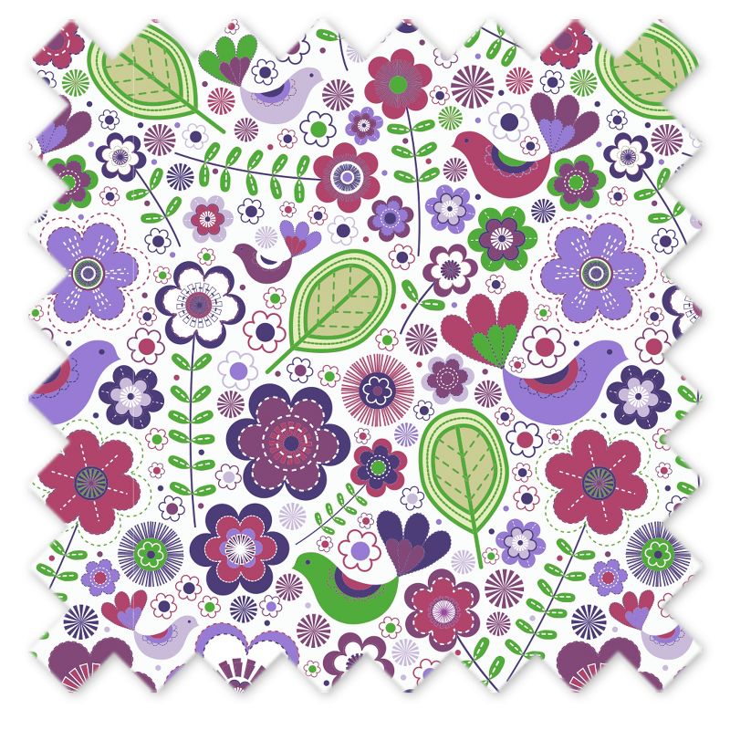 Bacati - Botanical Floral with Birds Purple Multicolor 100 percent Cotton Universal Baby US Standard Crib or Toddler Bed Fitted Sheet, 5 of 7