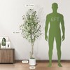 Tall Faux Olive Tree，5/6/7ft（60/72/84in） Tall Faux Olive Tree with White Planter and Green Fake Moss , 1 o r 2 Pack - 2 of 4
