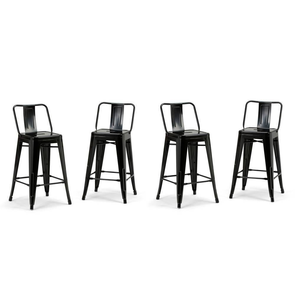 Photos - Chair Set of 4 24" Josephine Metal Counter Height Barstools Black - WyndenHall