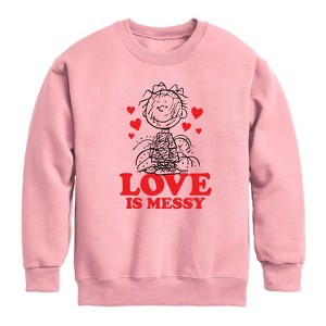 Boys' - Peanuts - Pigpen Love Is Messy Graphic Long Sleeve Fleece Sweatshirt - 1 of 4