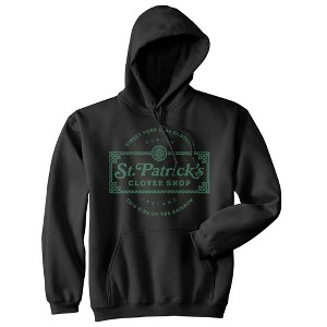 St Patricks Clover Shop Hoodie Funny Vintage St Patricks Day Parade Outfit Cool Shamrock Design - Crazy Dog Hoodie - 1 of 4