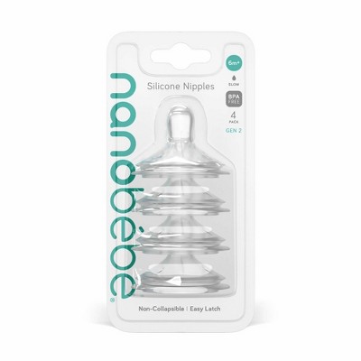 Image of nanobebe Silicone Bottle Nipples - Slow Flow - 4pk