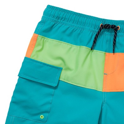 Lands' End Kids Chlorine Resistant Colorblock Hydroliner Board Swim Trunks - X-Large - Red/White/Blue Colorblock — фото 2