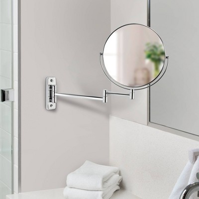 8" Chrome Steel Wall Mounted Double Sided Vanity Mirror