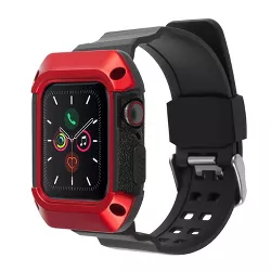 Insten Watch Band with Rugged Bumper Case For Apple Watch 40mm Series 6 SE 5 4, Replacement Strap, Black/Red