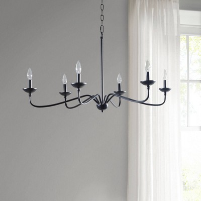 Hampton Hill Brighton 72" Transitional Matte Black Metal Chandelier