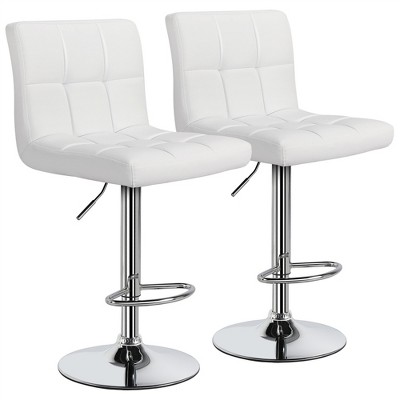 Yaheetech 2pcs Adjustable PU Leather Counter Height Swivel Stool Armless Chairs with Bigger Base