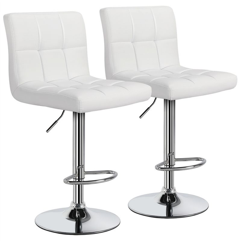 Yaheetech 2pcs Adjustable PU Leather Swivel Stool Armless Chairs with Bigger Base, 1 of 11