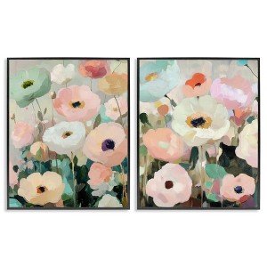 Stupell Industries Minty Garden Flowers 2pc Framed Giclee Art Set - 1 of 4