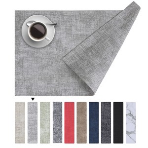 Aoibox Faux Leather Heat Resistant Placemats Set of 6, Waterproof Wipeable Washable PU Table Mats, Easy to Clean Anti-Slip for Dining Table - 1 of 4