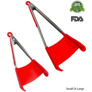 5 Star Super Deals 2-in-1 Non-stick Heat Resistant Spatula Tongs with Locking Clip, Kitchen Tool Helper Dishwasher Safe BPA Free - 1 of 4