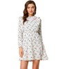 INSPIRE CHIC Women's Floral Ruffle Trim Doll Collar Smocked Waist A-line Dress - 2 of 4